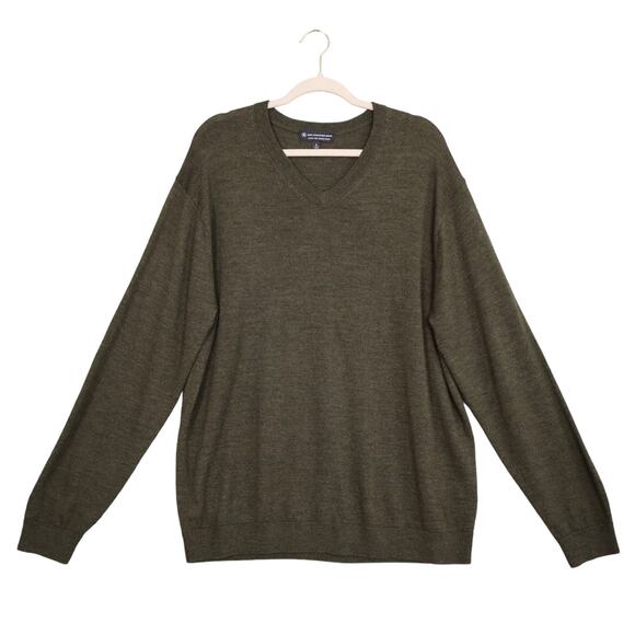 Hart Schaffner Marx Mens Extra Fine Merino Wool Sweater Size XL Green V Neck - Picture 1 of 8